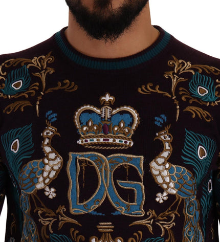 Dolce & Gabbana Elegant Bordeaux Cashmere Crewneck Sweater