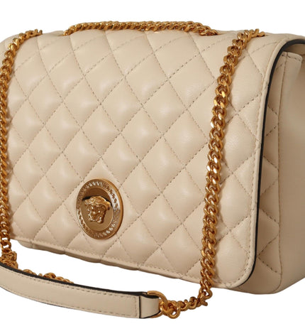 Versace Elegant White Nappa Leather Shoulder Bag