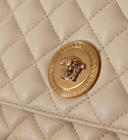 Versace Elegant White Nappa Leather Shoulder Bag