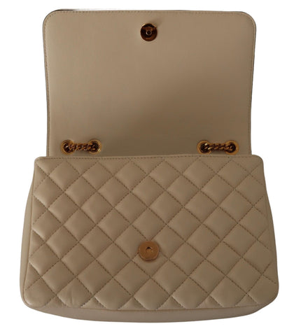 Versace Elegant White Nappa Leather Shoulder Bag