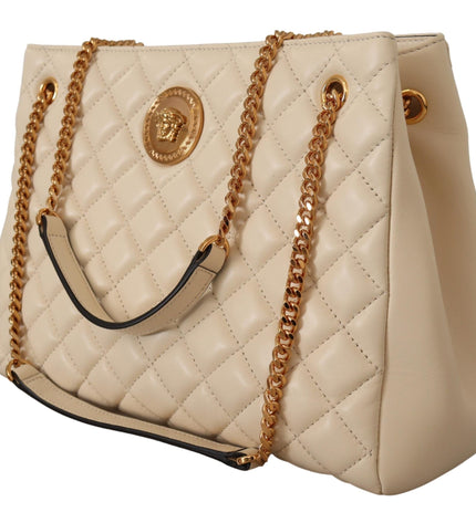 Versace Elegant Quilted Nappa Leather Tote