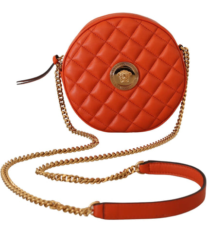 Versace Elegant Round Nappa Leather Crossbody Bag