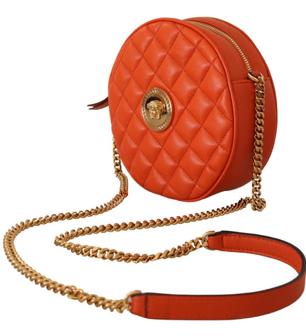 Versace Elegant Round Nappa Leather Crossbody Bag