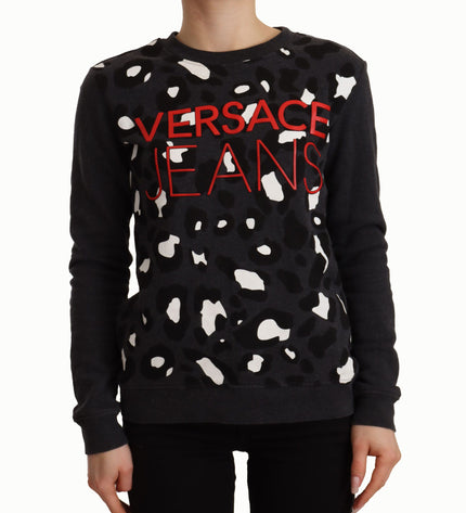 Versace Jeans Chic Pullover girocollo leopardato nero