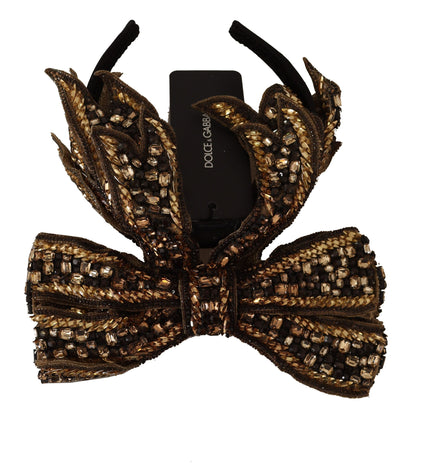 Dolce & Gabbana Elegant Gold Embellished Silk Diadem