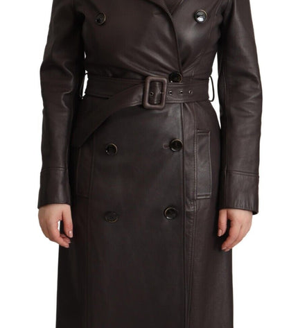 Dolce & Gabbana Elegant Double-Breasted Lambskin Leather Coat