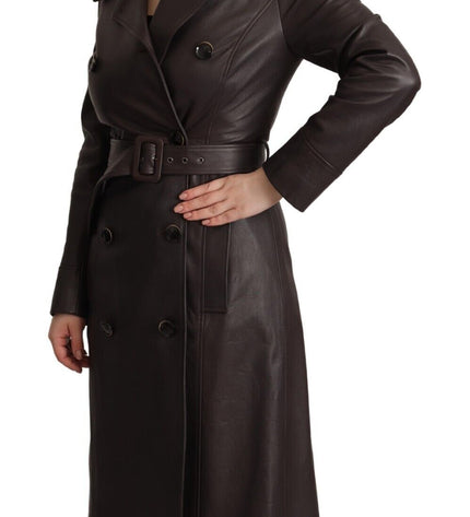 Dolce & Gabbana Elegant Double-Breasted Lambskin Leather Coat