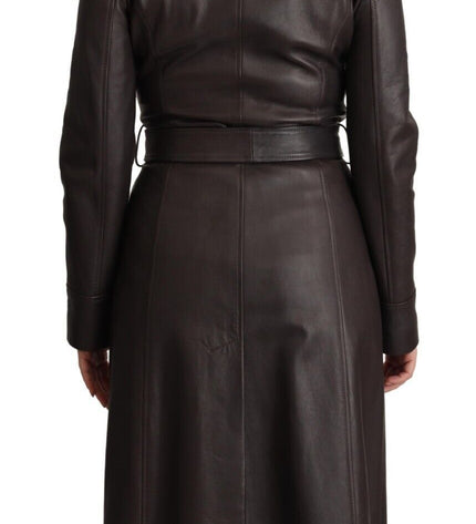 Dolce & Gabbana Elegant Double-Breasted Lambskin Leather Coat