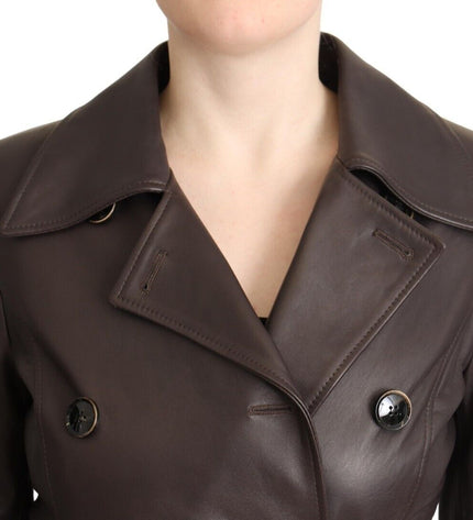 Dolce & Gabbana Elegant Double-Breasted Lambskin Leather Coat