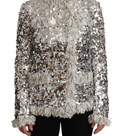 Dolce &amp; Gabbana Cappotto giacca chic con paillettes argento