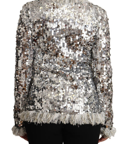 Dolce &amp; Gabbana Cappotto giacca chic con paillettes argento