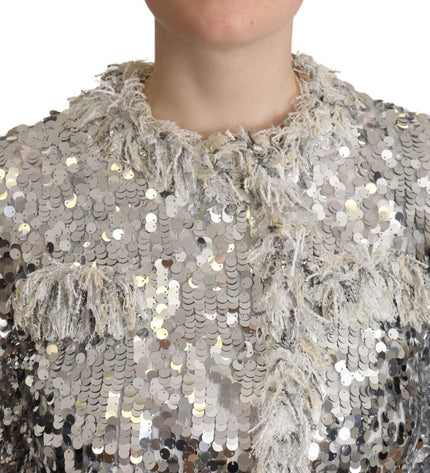 Dolce & Gabbana Chic Silver Sequined Jacket Coat