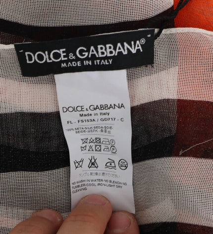 Dolce &amp; Gabbana Elegante Sciarpa in Seta Multicolor con Frange