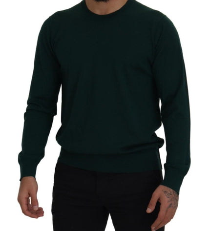 Dolce &amp; Gabbana Elegante Maglione Girocollo In Cashmere Verde