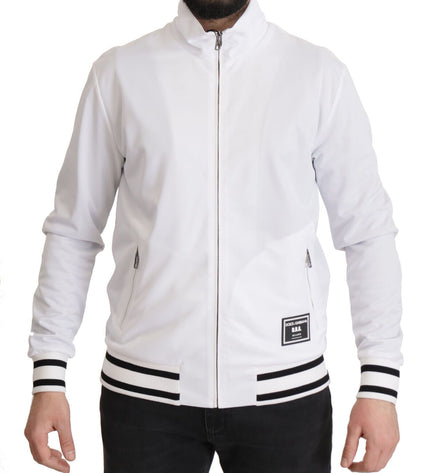 Dolce &amp; Gabbana Elegante maglione bianco con zip da uomo