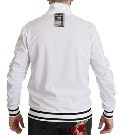 Dolce &amp; Gabbana Elegante maglione bianco con zip da uomo