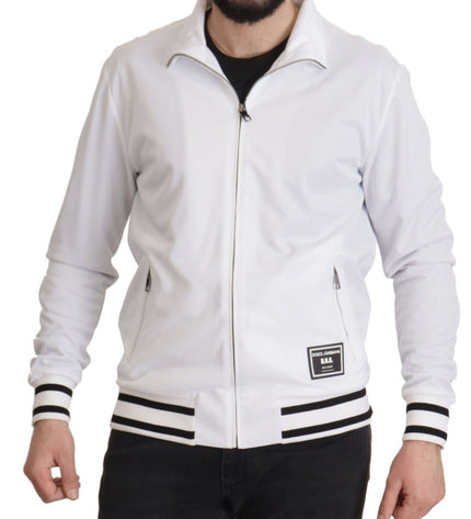 Dolce &amp; Gabbana Elegante maglione bianco con zip da uomo