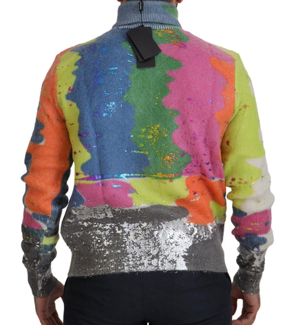 Dolce & Gabbana Multicolor Turtleneck TV Motive Sweater