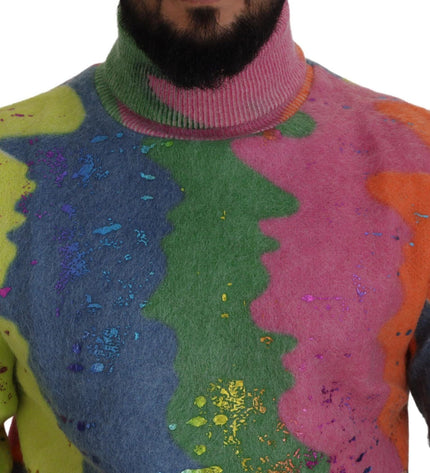 Dolce & Gabbana Multicolor Turtleneck TV Motive Sweater