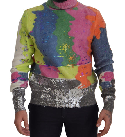 Dolce & Gabbana Multicolor Turtleneck TV Motive Sweater