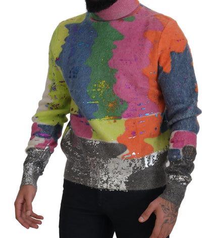 Dolce & Gabbana Multicolor Turtleneck TV Motive Sweater