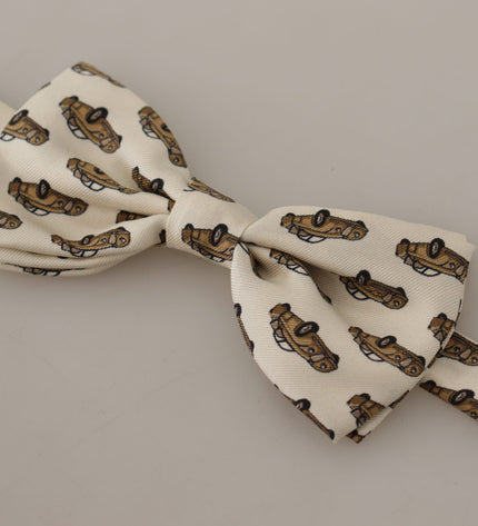 Dolce & Gabbana Elegant Car Print Silk Bow Tie