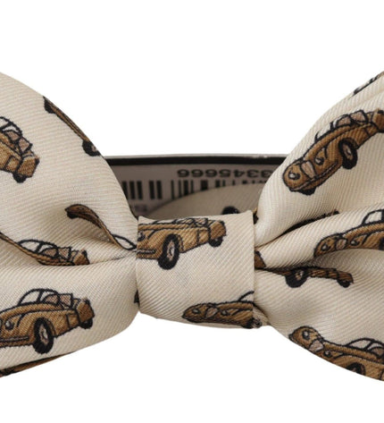 Dolce & Gabbana Elegant Car Print Silk Bow Tie