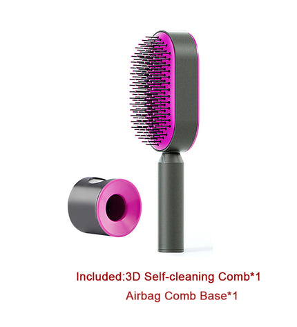 Self Cleaning Hair Brush For Women One-key Cleaning Hair Loss Airbag Massage Scalp Comb Anti-Static Hairbrush