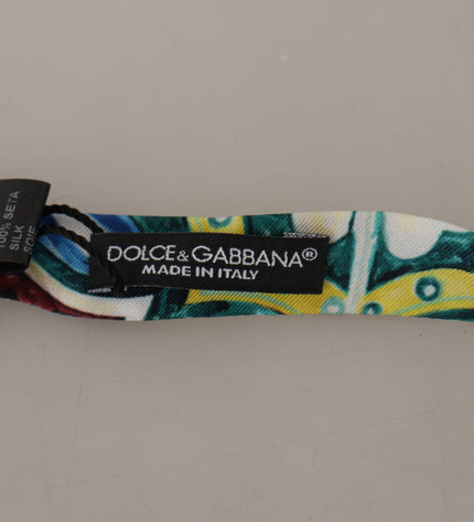 Dolce &amp; Gabbana Elegante Papillon In Seta Stampa Maioliche