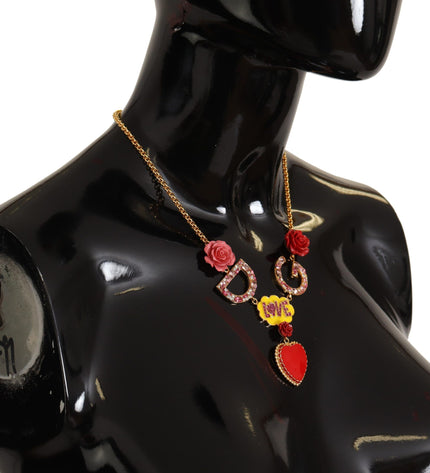 Dolce & Gabbana Glamorous Gold Crystal Charm Necklace