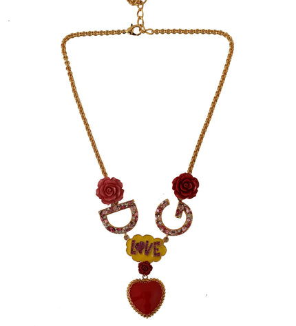 Dolce & Gabbana Glamorous Gold Crystal Charm Necklace