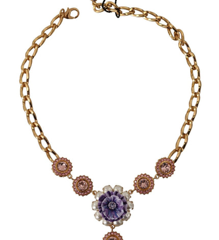 Dolce & Gabbana Elegant Floral Crystal Statement Necklace