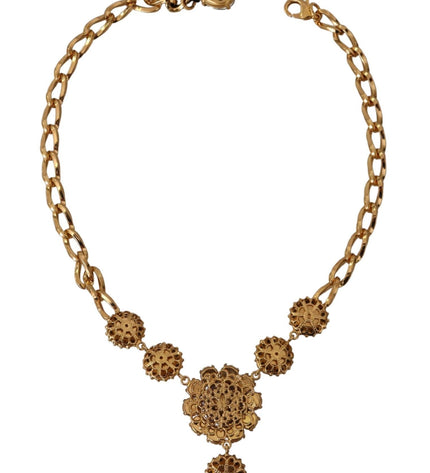 Dolce & Gabbana Elegant Floral Crystal Statement Necklace