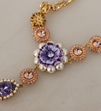 Dolce & Gabbana Elegant Floral Crystal Statement Necklace