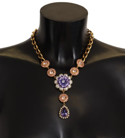 Dolce & Gabbana Elegant Floral Crystal Statement Necklace