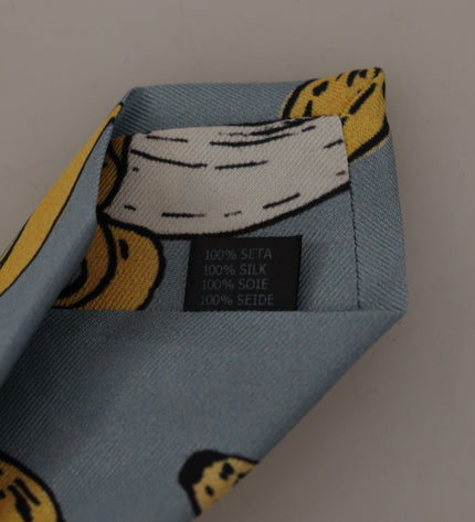 Dolce &amp; Gabbana Cravatta Elegante In Seta Con Stampa Blue Banana