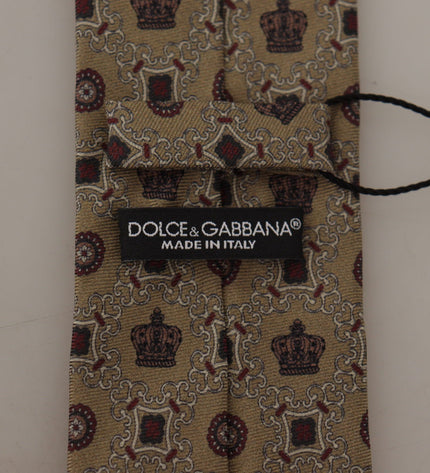 Dolce &amp; Gabbana Cravatta Elegante In Seta Beige