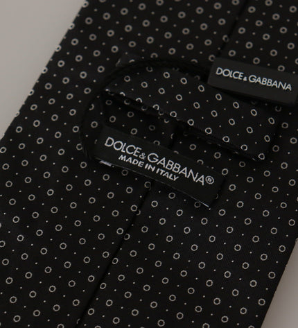 Dolce & Gabbana Elegant Black White Polka Dot Silk Tie