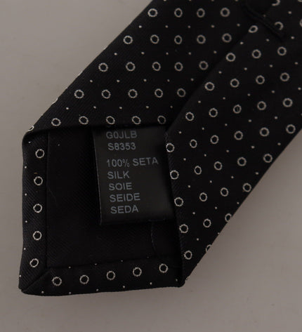 Dolce & Gabbana Elegant Black White Polka Dot Silk Tie