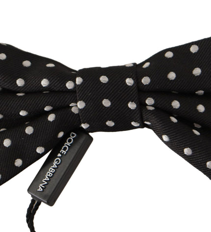 Dolce & Gabbana Elegant Black and White Polka Dot Silk Bow Tie