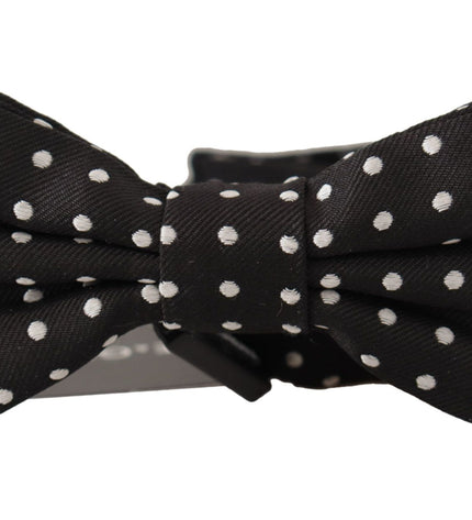 Dolce & Gabbana Elegant Black and White Polka Dot Silk Bow Tie