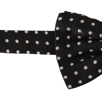 Dolce & Gabbana Elegant Black and White Polka Dot Silk Bow Tie