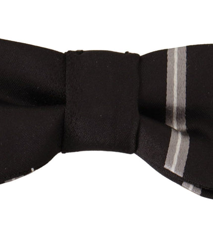 Dolce & Gabbana Elegant Silk Bow Tie in Black and Grey