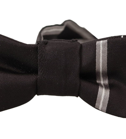 Dolce & Gabbana Elegant Silk Bow Tie in Black and Grey