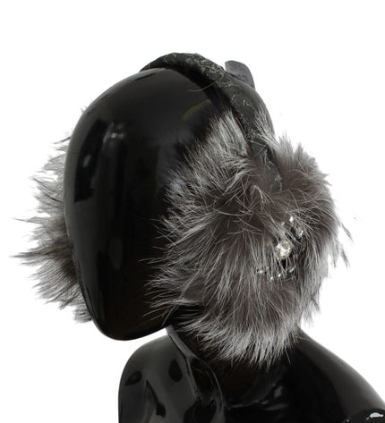 Dolce & Gabbana Elegant Fur and Crystal Ear Muffs