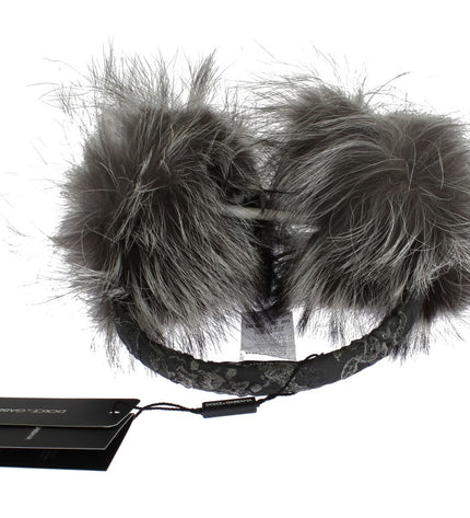 Dolce & Gabbana Elegant Fur and Crystal Ear Muffs