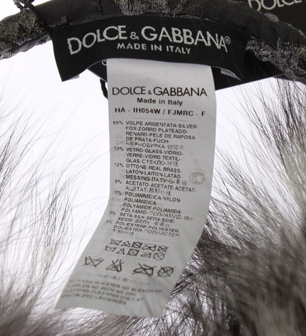 Dolce &amp; Gabbana Eleganti paraorecchie in pelliccia e cristalli