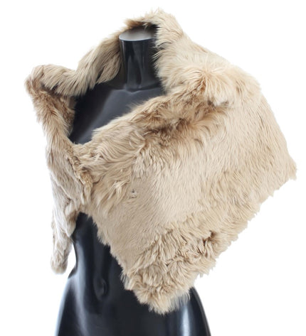 Dolce & Gabbana Elegant Alpaca Fur Shoulder Wrap in Beige