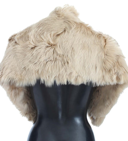 Dolce & Gabbana Elegant Alpaca Fur Shoulder Wrap in Beige