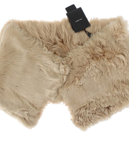 Dolce & Gabbana Elegant Alpaca Fur Shoulder Wrap in Beige